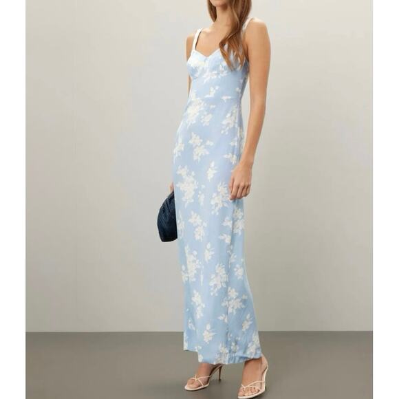 Reformation Reverie blue floral Dress Size 0 - Picture 1 of 8